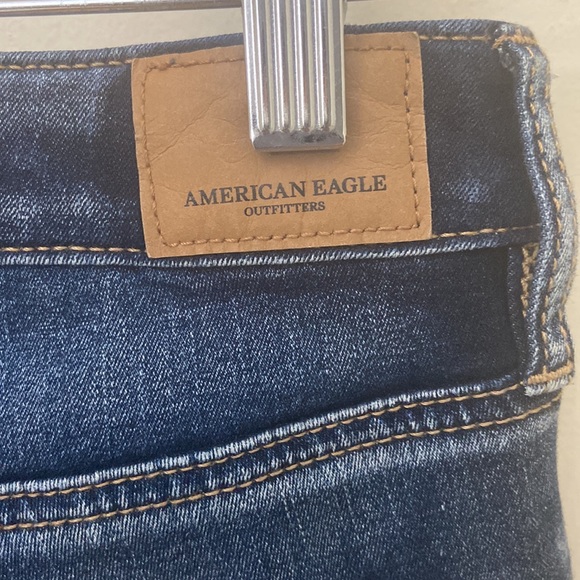 American Eagle Women’s Dark Wash Blue Super Hi Rise Jeggings - Picture 8 of 10